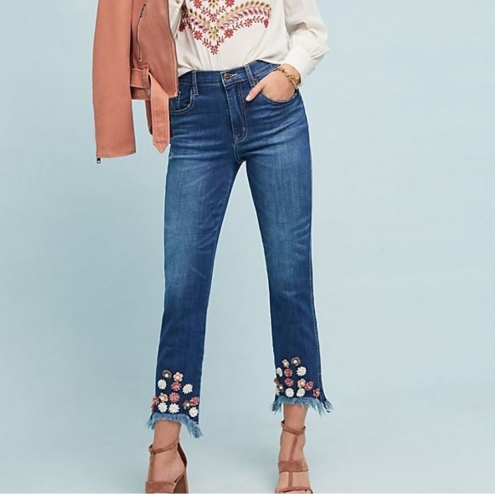 Ella Moss Olivia Floral Jeans Size 24 High Waist Ankle Crop
